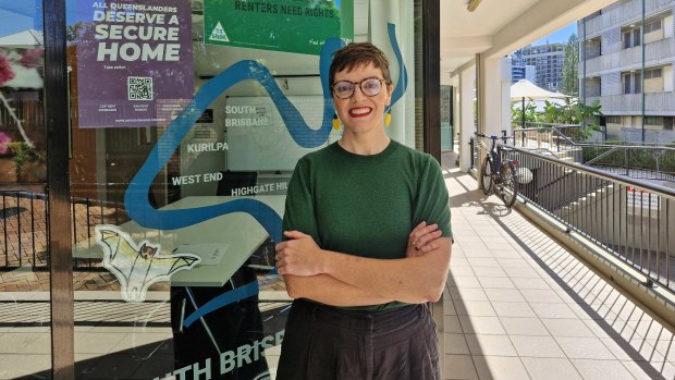 Amy MacMahon outside her electorate office in South Brisbane.