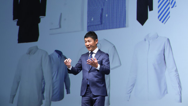 Yusaku Maezawa with some of his basic Zozo garments: “I want the idea of ordering bespoke online clothing to become part of the infrastructure of daily life, just like electricity, water, gas.”