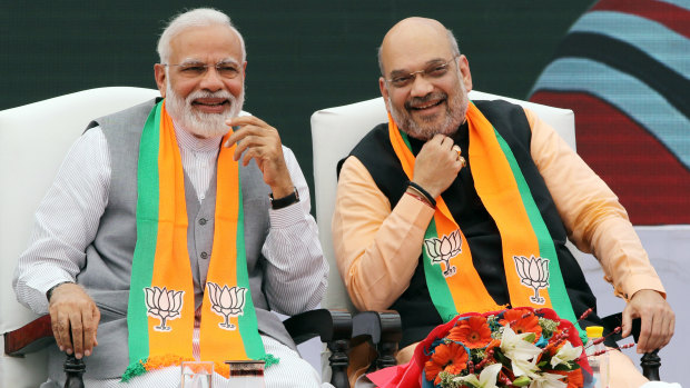 Indian Prime Minister Narendra Modi, left, and Amit Shah, president of the Bharatiya Janata Party, at the weekend.