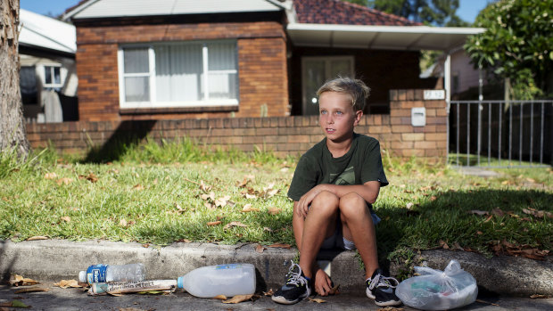 Tom, 9, a youngster who recycles along the northern beaches. 