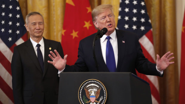 US President Donald Trump and Chinese Vice Premier Liu He signed a "phase one" trade deal at the White House on Wednesday local time. 
