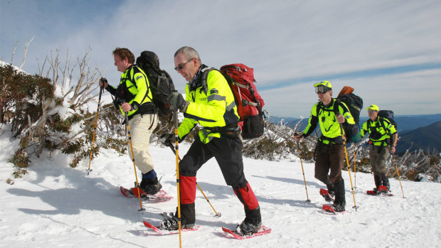 The search and rescue team looking for two missing snowboarders in 2014. 