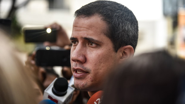 Venezuelan opposition leader and re-elected president of the National Assembly Juan Guaido. The National Assembly is the country's congress. The constitutional assembly is an alternative body created by President Nicolas Maduro.