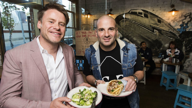 Major investors Calombaris and Radek Sali at Jimmy Grants in Fitzroy in 2016.