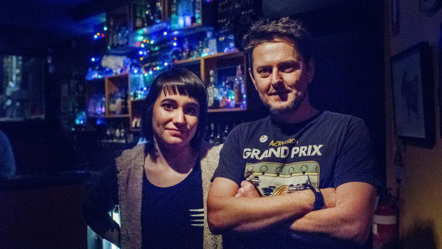 Jason Newton and Gabi Purnell, owners of the Spooning Goats pub, SG, on York Street. 