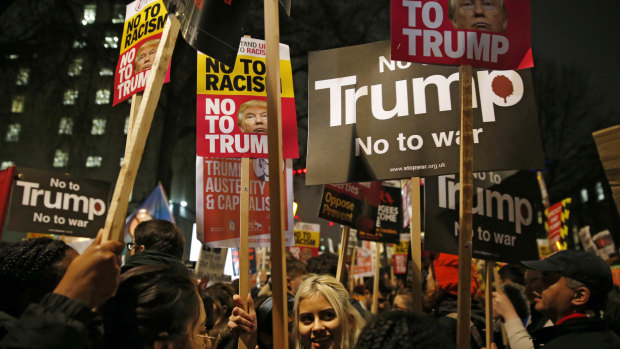 Londoners protested Donald Trump's controversial anti-Muslim travel ban in 2017.