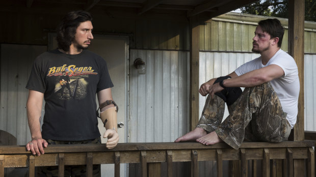 Adam Driver, left, and Channing Tatum in Logan Lucky.