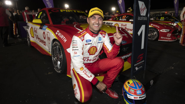 Night rider: Fabian Coulthard after winning the opening race of the PIRTEK Perth SuperNight series.