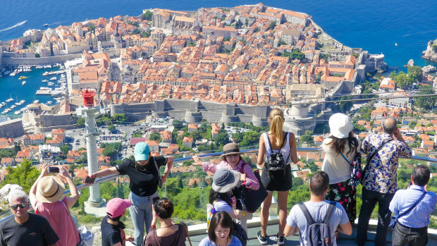 Tourists enjoy the sites of Dubrovnik, Croatia.