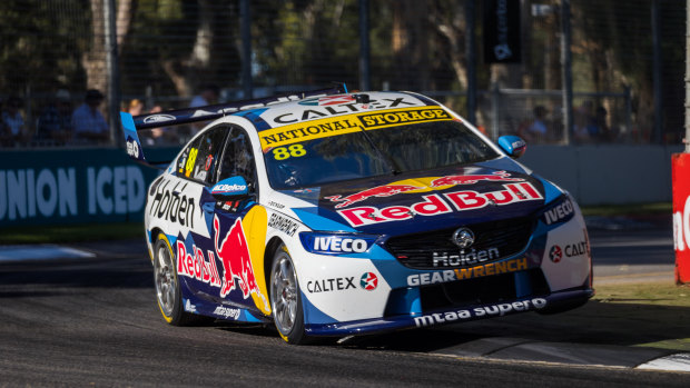 Jamie Whincup powered around the Adelaide street circuit to notch his 119th career victory.