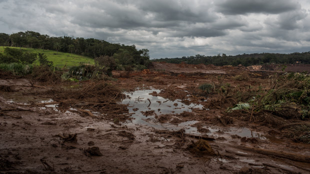 Mud and water unleashed from the collapse of a tailings dam in Brazil at a Vale iron ore mine.