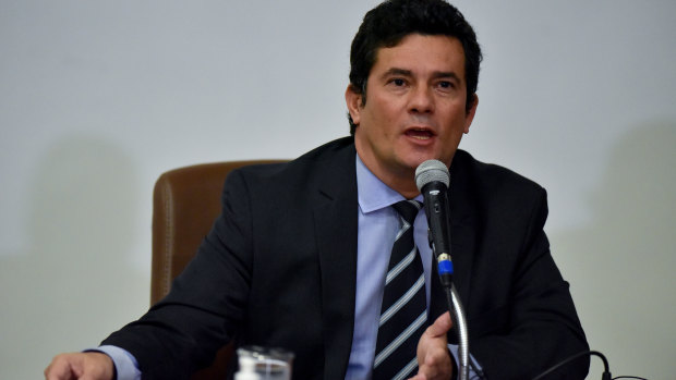 Former judge Sergio Moro holds a press conference after his resignation. He used the occasion to accuse Brazilian President Jair Bolsonaro of several crimes.
