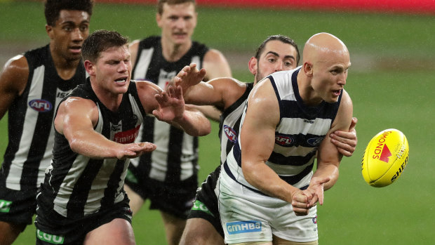 Gary Ablett in action against the Magpies earlier this season.