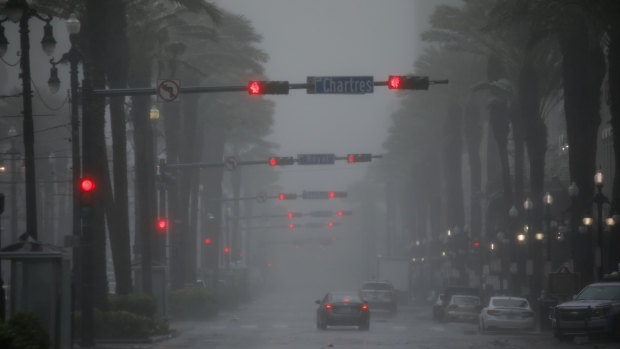 Canal Street in New Orleans as Hurricane Ida makes landfall.