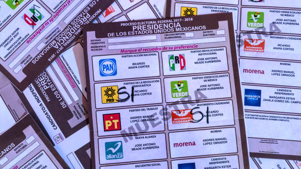 Voting ballots sit inside the National Electoral Institute (INE) headquarters in Mexico City, Mexico, on Sunday.