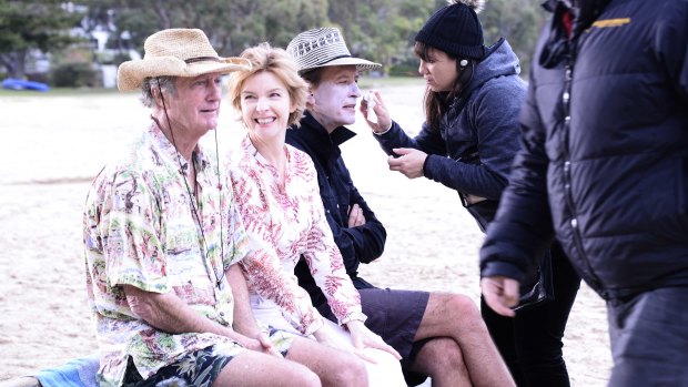 Bryan Brown, Jacqueline McKenzie and Richard E. Grant on the set of Palm Beach.