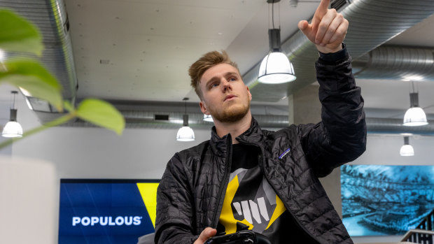 Australian gaming content creator Lachlan Power at Populous’ PWR Facilities.