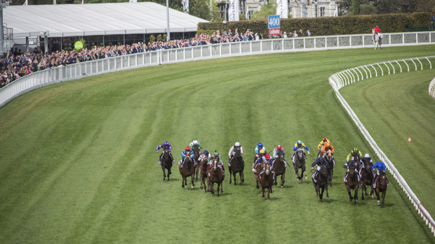 The rail has traditionally been out six metres on Caulfield Cup day.