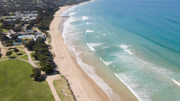 The beach at Lorne on Thursday.