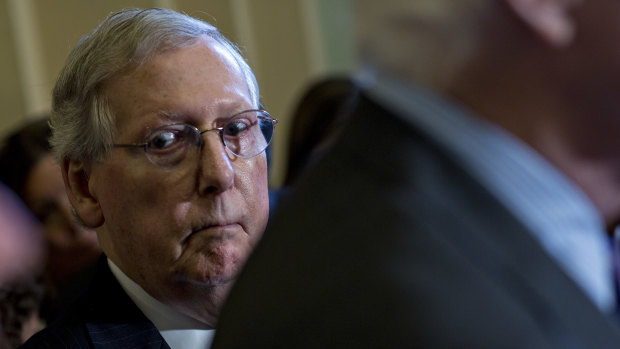 Mitch McConnell on Capitol Hill during the failed bid to replace Barack Obama's healthcare legislation in July 2017.