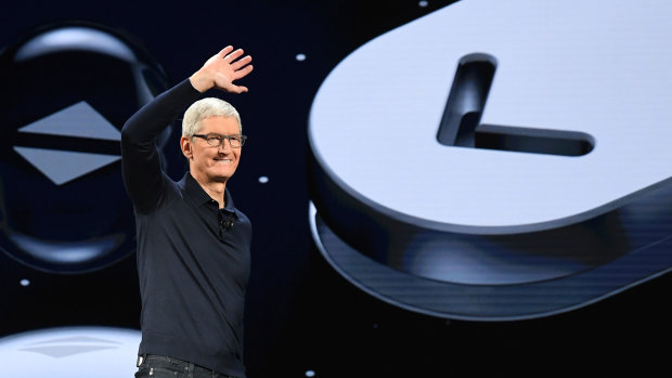 Apple chief executive Tim Cook at the WWDC keynote.
