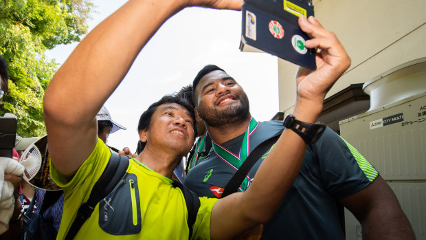 Big in Japan: Tupou is enjoying his first World Cup campaign. 