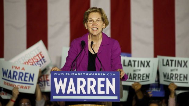 Senator Elizabeth Warren in California on Super Tuesday.