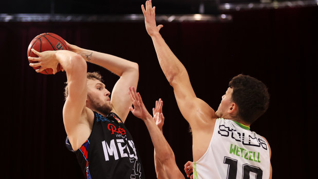Jock Landale of Melbourne United starred for the team in their game three win over South East Melbourne Phoenix.