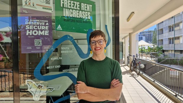 Amy MacMahon outside her electorate office in South Brisbane.