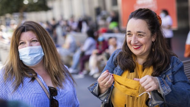 Best friends Jen Osborne and Natalie Daniel spend their first shopping trip together at the post-Christmas sales in Bourke Street mall.