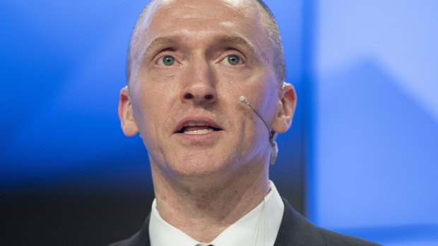 Carter Page, a former foreign policy adviser of US President-elect Donald Trump, speaks at a news conference in Moscow in 2016.