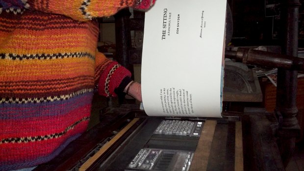  Zoe Snyder of Geelong took a workshop at the MMoP and then came back to print her own book on the 1849 Albion press.  