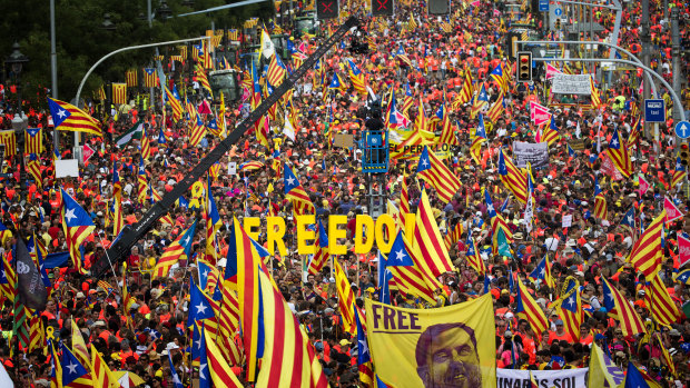 Catalan separatist authorities had called for people to flood the streets of Barcelona on Tuesday in a march calling for independence from Spain. 
