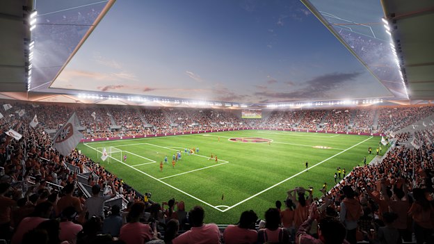 Football Queensland’s proposal for a “tier-two” stadium at Perry Park.