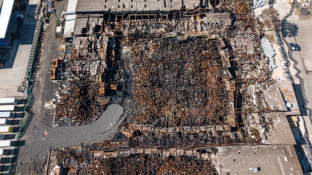 The site of the chemical fire in West Footscray / Tottenham.