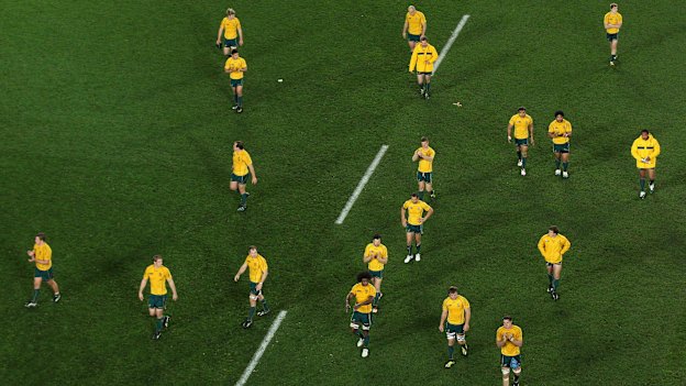 The Wallabies walk off the field after yet another defeat against the All Blacks, in the 2011 World Cup.