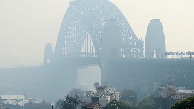Sydney city shrouded in smoke, November 21.