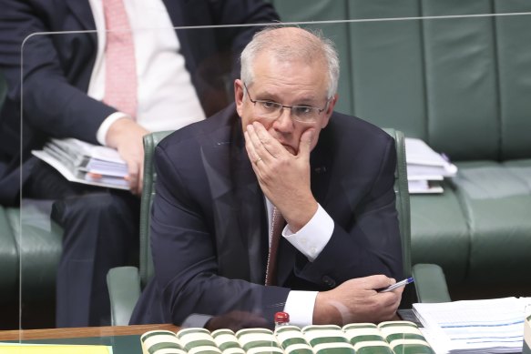 Prime Minister Scott Morrison during Question Time in Canberra on Monday.