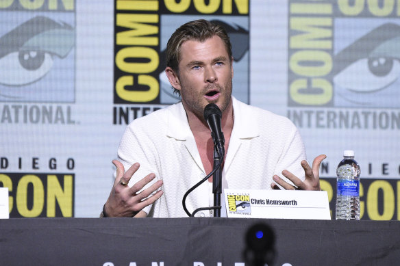 Chris Hemsworth participates in the Paramount Animation Panel at Comic-Con.