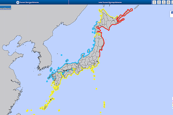 Parts of Japan’s coast have downgraded their tsunami warnings to “advisory” level.