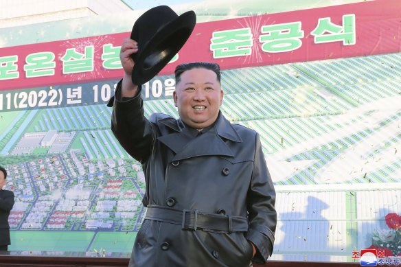 North Korean leader Kim Jong-un on October 10. He completed 10 years in power in April.