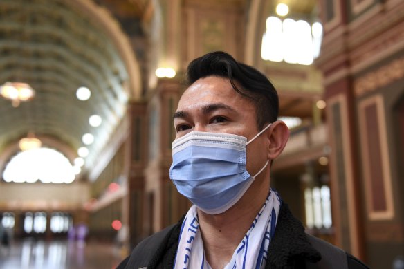 Dara Knowles, 39, received his first shot of the AstraZeneca on Monday.