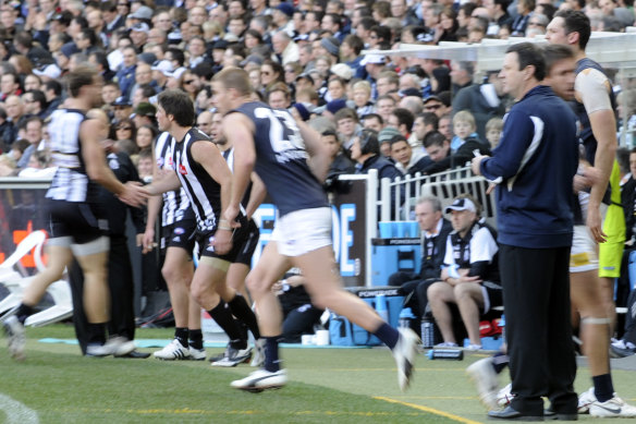 The AFL interchange. It’s a frenzy of activity down on the bench.