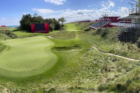 The 18th hole at Wisconsin’s Whistling Straits.