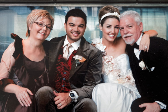 Jules and Guy with her parents Margaret and Pat. Just days after her 2008 wedding, tragedy would strike.