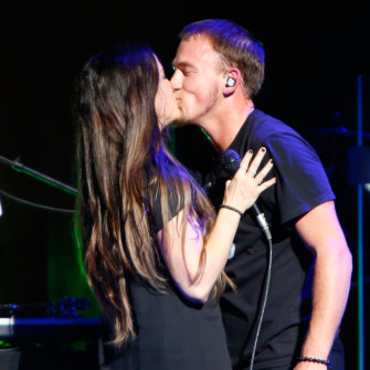 Alanis Morissette and her rapper husband Mario “Souleye” Treadway on stage together in 2012.