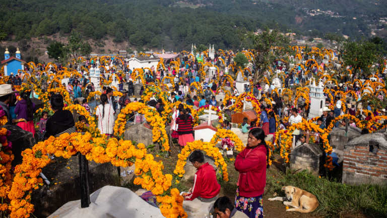 Families gather at a cemetery during Day of the Dead celebrations in the town of Cochoapa el Grande, Mexico.