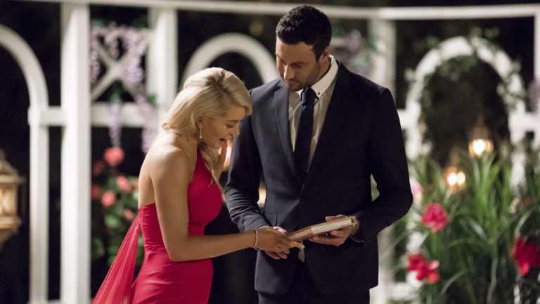 Newling with Ali Oetjen on night one of The Bachelorette. 