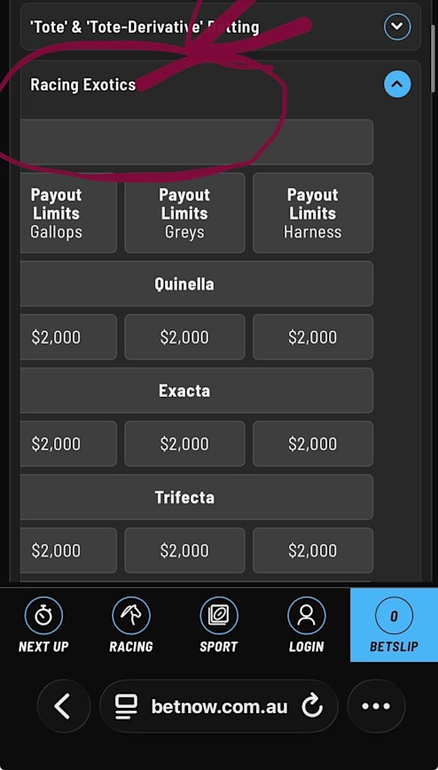 The maximum payout for exotic bets on the BetNow site.