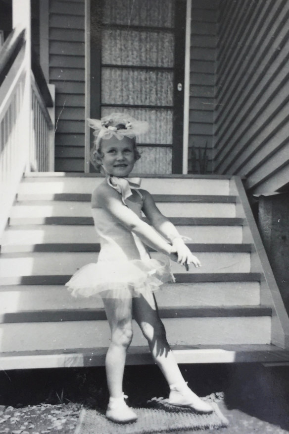 Manfield aged seven, in her Brisbane backyard.